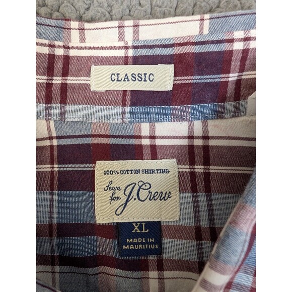 J Crew Men’s Classic Flannel Plaid Shirt Burgundy Button Up Size XL 100% Cotton - Picture 3 of 11